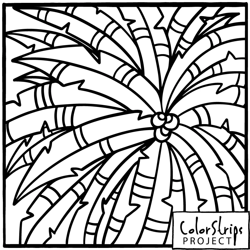 Summer Palm: palm fronds bursting out from a cluster of coconuts.