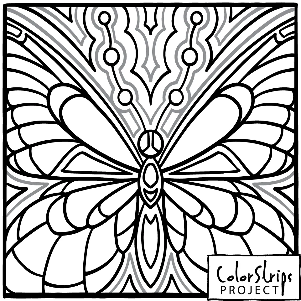 ButterThree: a butterfly with layered, scalloped wings and dotted rays above.