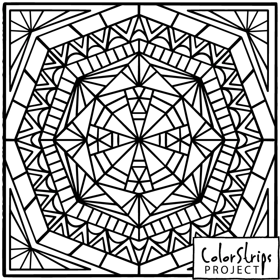 An intricate octagonal medallion of triangles and rays.
