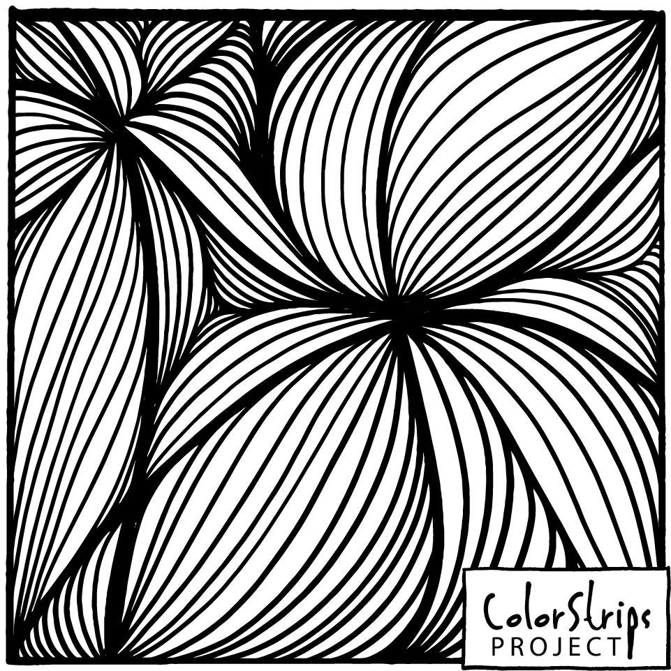 If You Have a Moment: sweeping petal shapes filled with fine parallel lines.