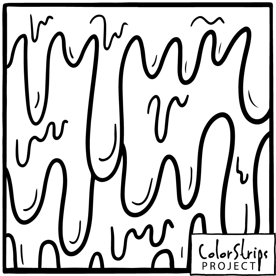 Waxy Waxy Goo: drippy, melting shapes running down the square.